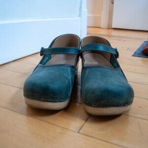 Vintage green and wood mary jane dansko clogs